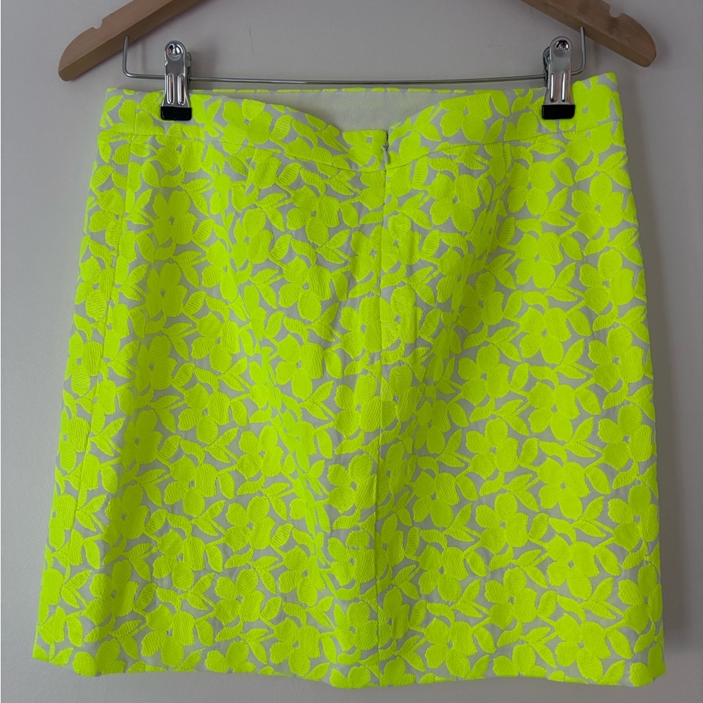J. Crew Neon Yellow Floral A-Line Skirt - Picture 5 of 9